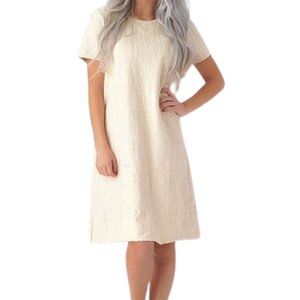 Distressed Midi Cream Dress